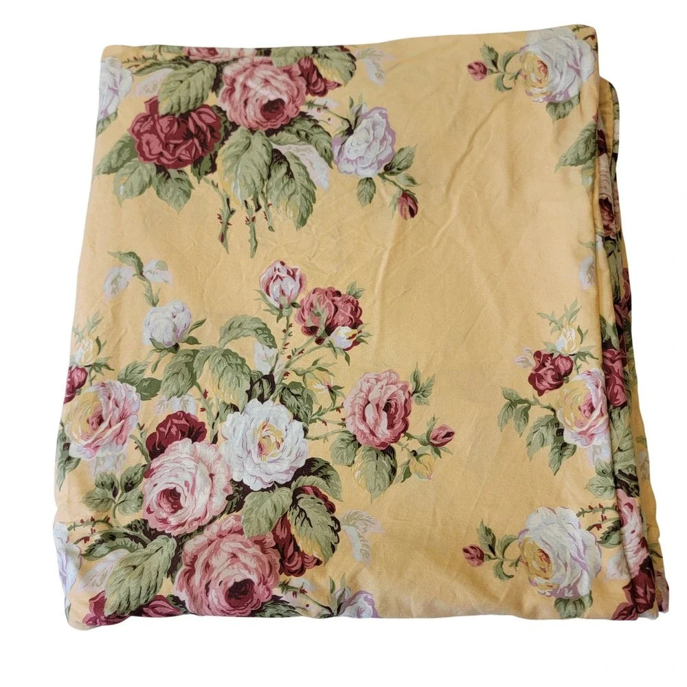 VTG Ralph Lauren Kathleen Yellow Floral Rose Cotton Duvet Cover Full Queen USA